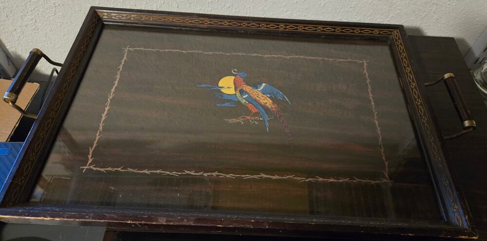 Antique wooden serving tray